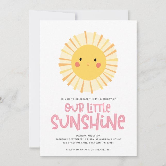 Nossa pequena festa de aniversário rosa-do-sol (Frente)