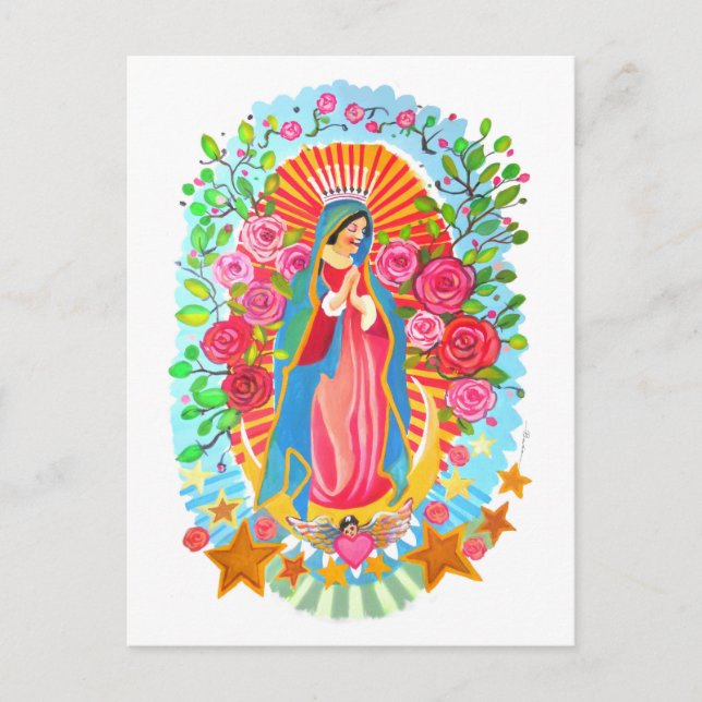 Nossa Senhora de Guadalupe Cartão Postal Branco Si (Frente)