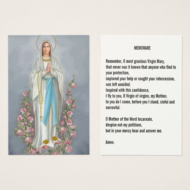 Nossa Senhora Rosary Lourdes Memória Oração Santa (Frente & Verso)