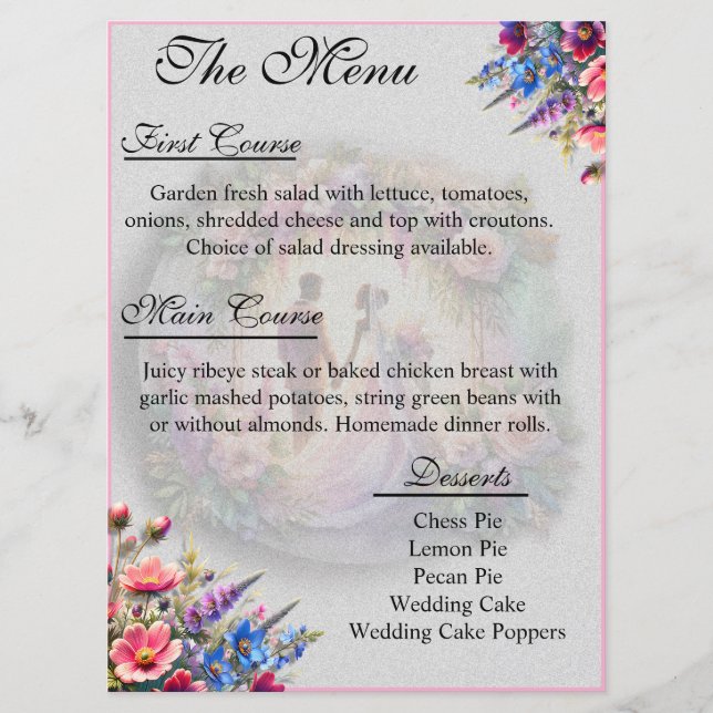 Nosso Amor Alcança o Menu de Casamento da Lua (Frente)