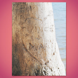 Nosso amor gravado em um papel de árvore