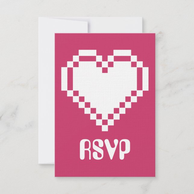 Nosso Cartão de RSVP de 8-Bit Corações em Raspberr (Frente)