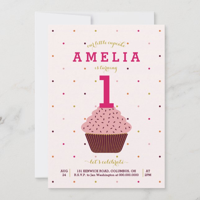 Nosso Convite De Aniversário De Cupcake (Frente)