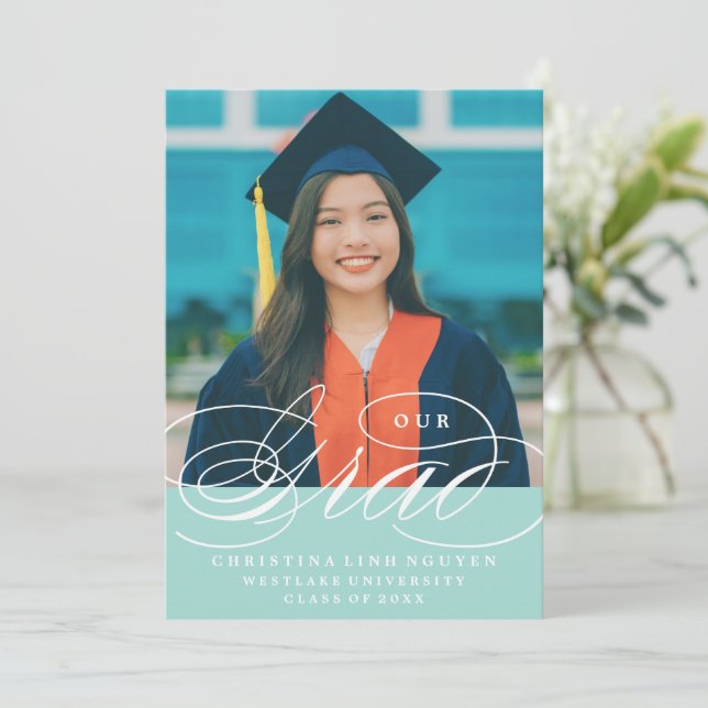 NOSSO GRAD DE ROTEIRO ELEGANT | CONVITE DE GRADUAÇ (Em pé/Frente)