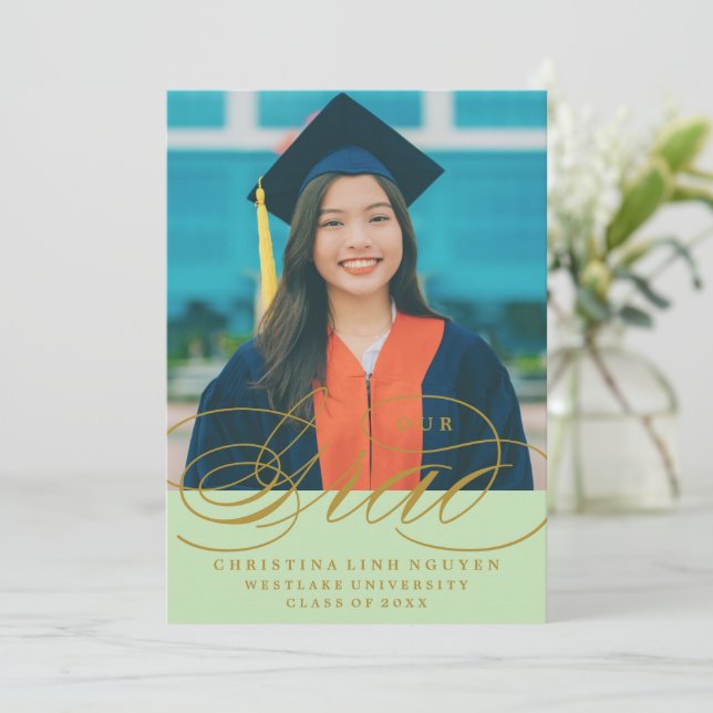 NOSSO GRAD DE ROTEIRO ELEGANT | CONVITE DE GRADUAÇ (Em pé/Frente)
