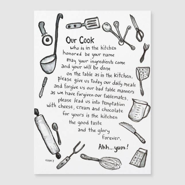 Nosso ímã de cozinha para cozinheiros (Frente)