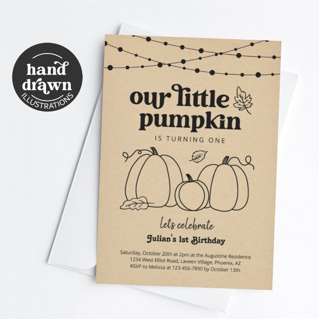 Nosso Pequeno Abóbora Primeiro Convite de aniversá (Criador carregado)