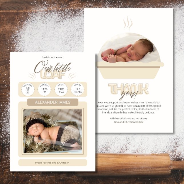 Nosso Pequeno Anúncio De Bebê Do Loaf (Fun Baking theme birth announcement. Perfect for bakers!)
