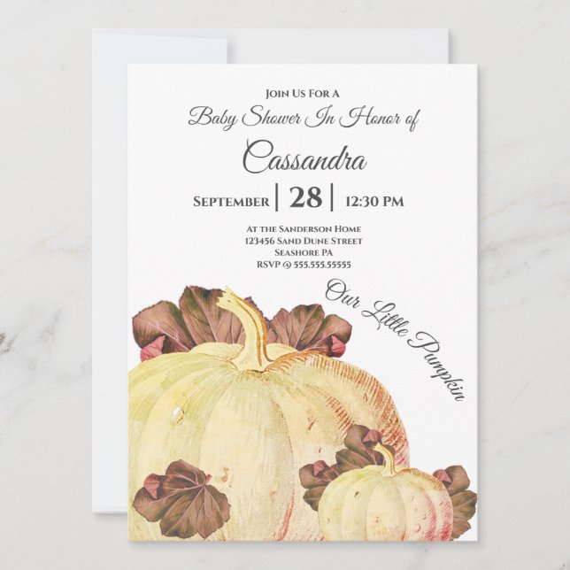 Nosso Pequeno Chá De Bebê Rosa-Rosa-Abóbora (Frente)