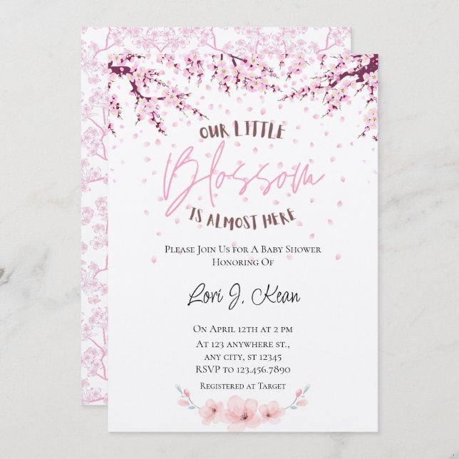 Nosso pequeno convite para Chá de fraldas de Garot (Frente/Verso)