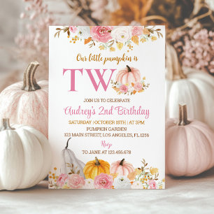 Nosso Pequeno Convite Pumpkin Rosa Para segundos a