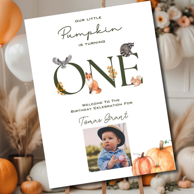 Nosso Pequeno Pumpkin Primeiro Aniversário Poster  (Our Little Pumpkin First Birthday Welcome Poster
)