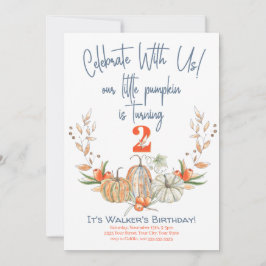 Nosso Pequeno Pumpkin Segundo Convite Azul De Aniv