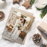 Nosso primeiro Cartão com fotos Vertical e H Dois<br><div class="desc">Mande seus desejos de Natal e comemore seu casamento em estilo com o seu Cartão de Natal Vertical e Horizontal de Primeiro Natal.</div>