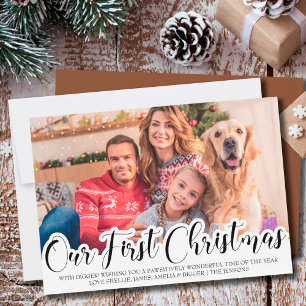 Nosso Primeiro Natal Carta Foto Única Letra à Mão