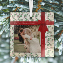 Nosso Primeiro Natal Casados Ornament de Vidro com
