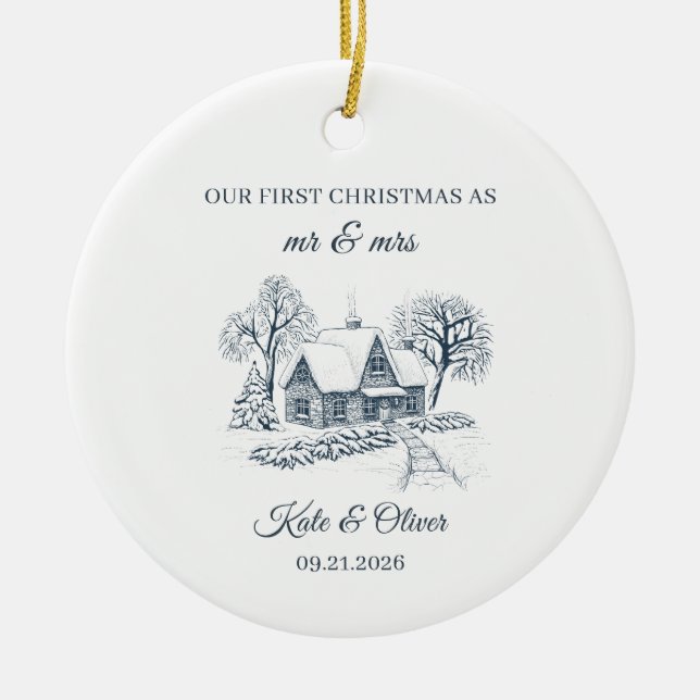 Nosso Primeiro Natal como Senhor & Senhora Enfeite (Frente)
