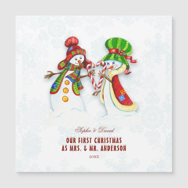 Nosso Primeiro Natal Como Sr. & Sra. Cute Snowman (Frente)