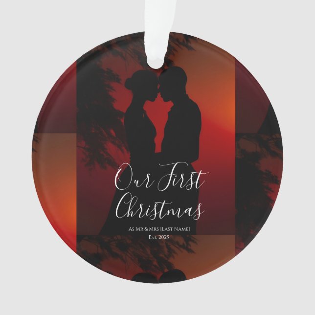 Nosso Primeiro Natal Juntos Ornamento Sr e Sra (Frente)