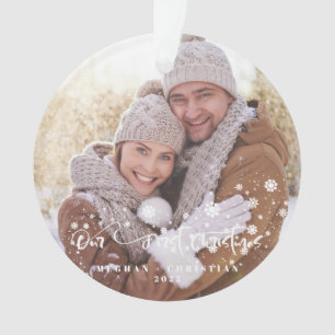 Nosso primeiro Natal Ornamento de Natal de foto de