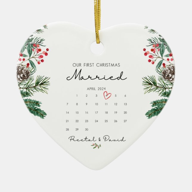 Nosso Primeiro Ornamento Casado de Natal (Frente)