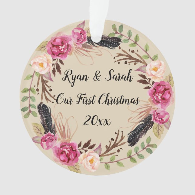 Nosso Primeiro Ornamento Floral Russo Boho de Nata (Frente)