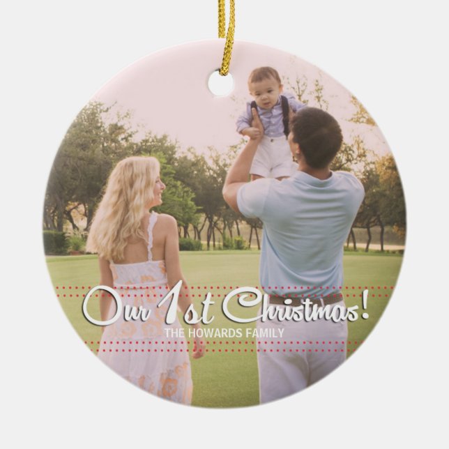 Nosso Primeiro Ornamento Moderno Elegante de Natal (Frente)