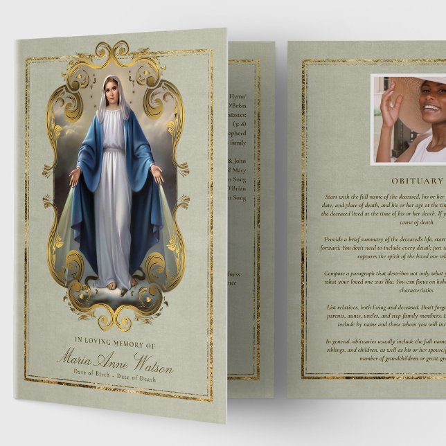 Nosso Programa Funeral Lady Of Grace (catholic, religious, celebration of life, in loving memory of, funeral programs, obituary)