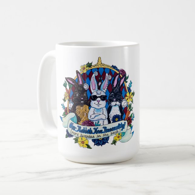Nossos coelhos têm a personalidade! Caneca de café (Frente Esquerda)