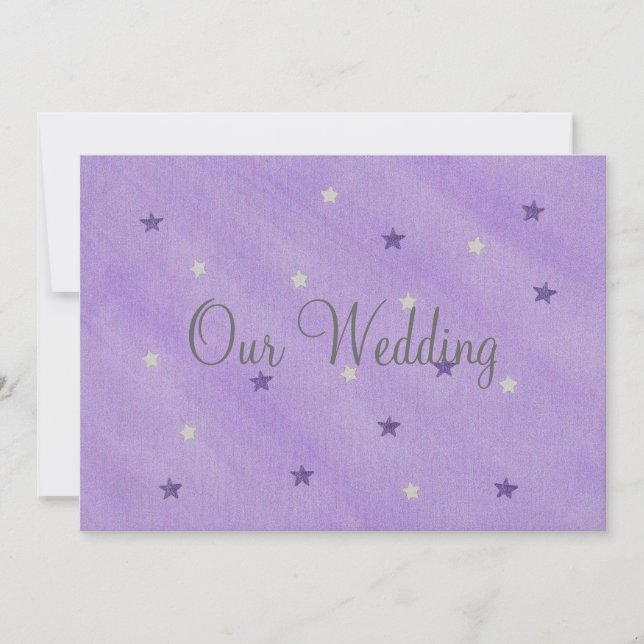 Nossos Convites de Casamento, Estrelas Roxas e Pra (Frente)