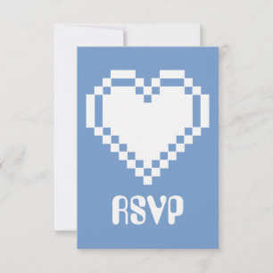 Nossos corações de 8 bits na placa RSVP Periwinkle