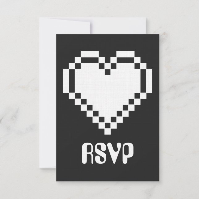 Nossos Corações de 8 Bits na Placa RSVP Preta (Frente)