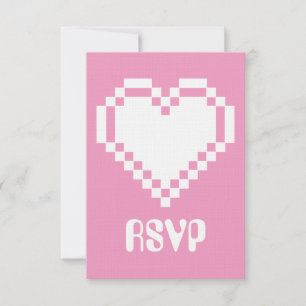 Nossos Corações de 8 Bits na Placa RSVP Rosa Pet