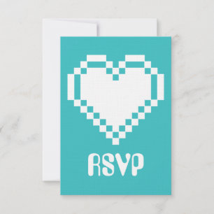 Nossos Corações de 8 Bits na Placa RSVP Turquesa