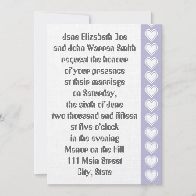 Nossos Corações de 8 Bits no Convite de Casamento  (Frente)