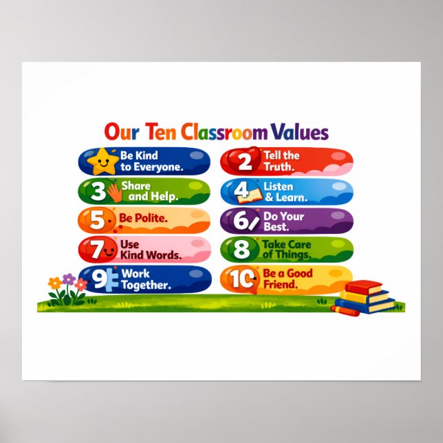 Nossos Dez Valores de Sala de Aula – Poster Paisag (Frente)