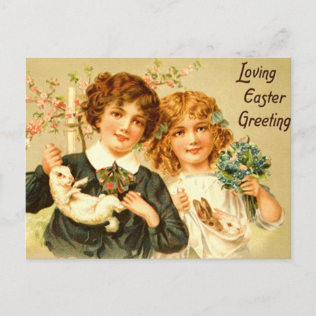 Nostálgico antigo do cartão dos coelhos das (Frente)