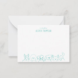 Nota Azul de Esboço de Cachorro Fofo Cartão de Not