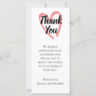 Nota de agradecimento de casamento com desenho de