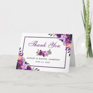 Nota de Agradecimento de Casamento Floral Roxo Ult