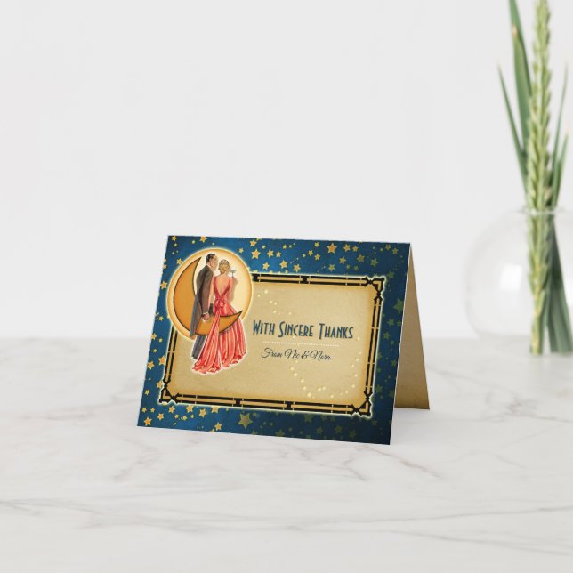 Nota de Agradecimento de Casamento Romance ao Luar (Frente)