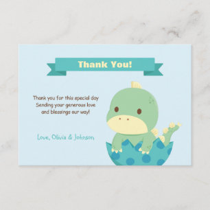 Nota de Agradecimento de Chuvada de Bebê de Dinoss