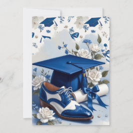 Nota de Agradecimento de Formatura Floral Azul e B