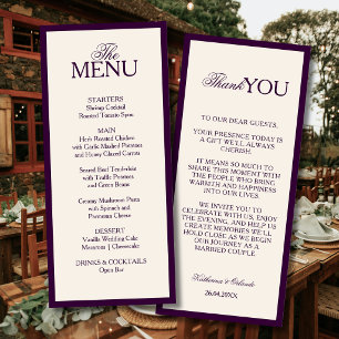 Nota de Agradecimento de Menu de Casamento Deep Pl