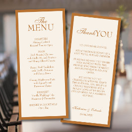 Nota de agradecimento de menu de casamento minimal