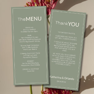 Nota de Agradecimento de Menu de Casamento Sage Gr