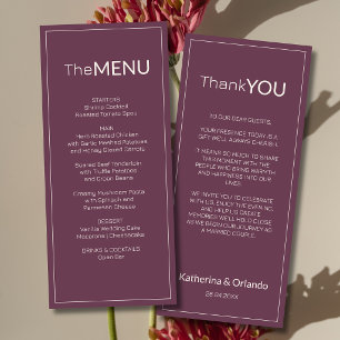 Nota de agradecimento do menu de casamento Fig Old