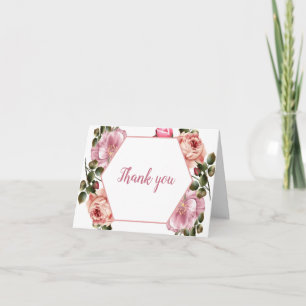 Nota de Agradecimento Dobrada Flor de Romance Rosa