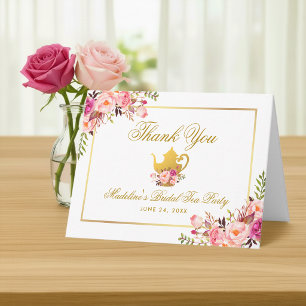 Nota de Agradecimento Festa do Chá Floral Dourado 