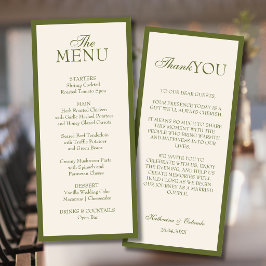 Nota de agradecimento minimalista de menu de casam